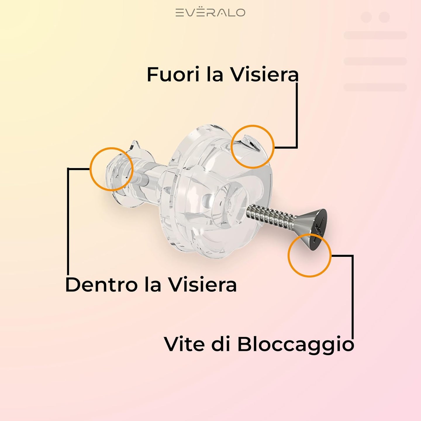 Pinlock Pin Tear Off 5mm Compatibile con Agv - Hjc - Airoh - Nolan - Ls2 - Givi - Bell - Shark - Scorpion - Xlite – Dispositivo con Viti Comprese