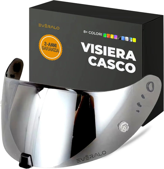 Visiera Compatibile con Scorpion Exo 520-1400 - 391 - R1 Air - Visiere Casco Antifog Ready (Argento Cromo)
