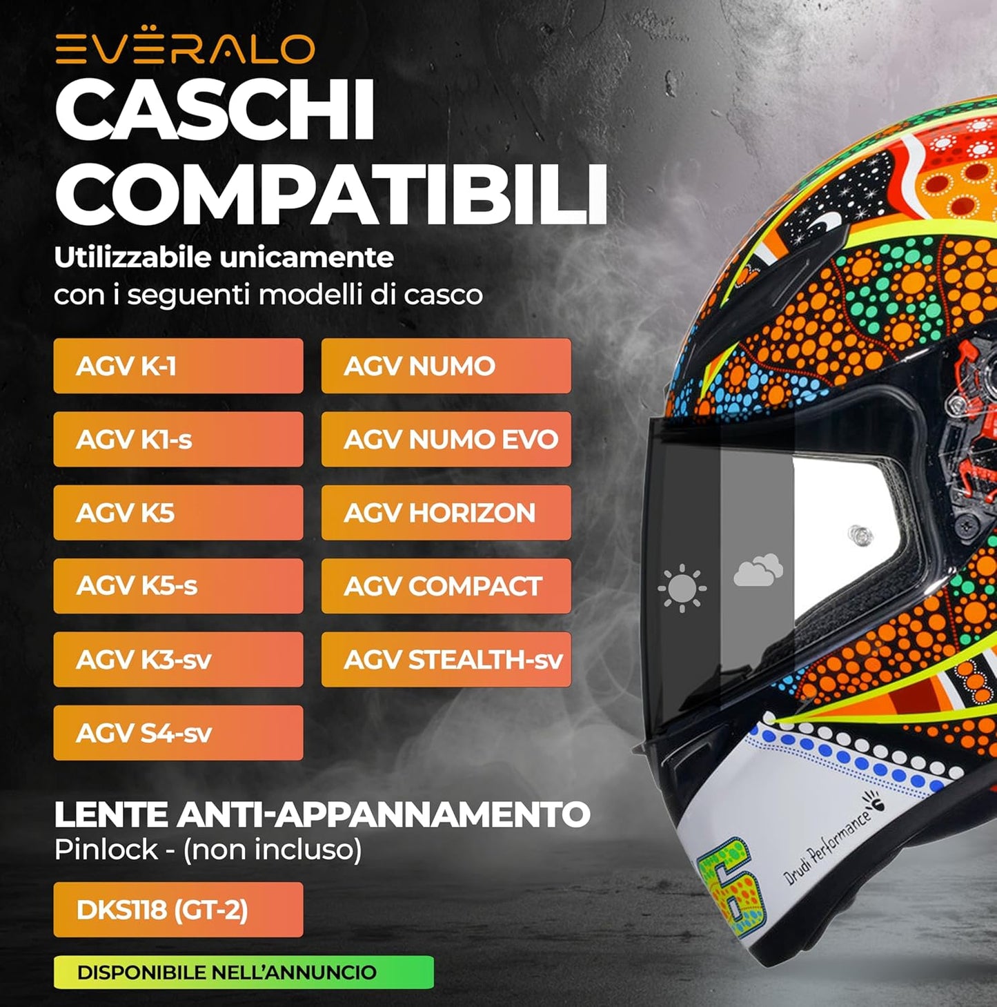 Visiera per Agv K1 - K3sv - K5 - Pinlock Ready - Fotocromatica