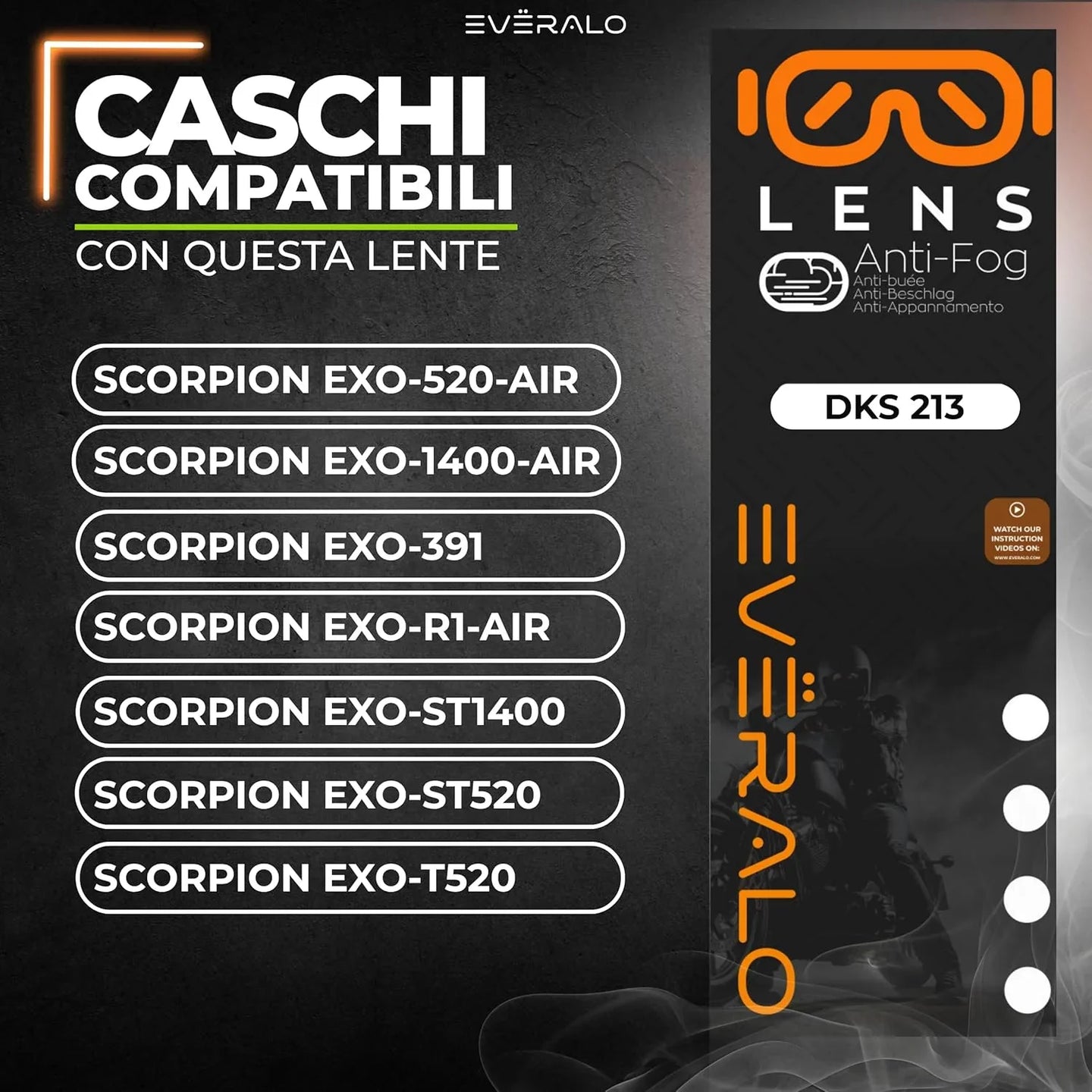 Antifog Compatibile con Visiera Scorpion Exo 520 Air - 1400 Air - Exo 391 - Exo R1 Air - Exo ST1400 - Exo ST520 - KDF 16 1 - Lente Anti appannamento DKS213 Compatibile (Antifog)