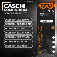 Antifog Compatibile con Visiera Scorpion Exo 520 Air - 1400 Air - Exo 391 - Exo R1 Air - Exo ST1400 - Exo ST520 - KDF 16 1 - Lente Anti appannamento DKS213 Compatibile (Antifog)