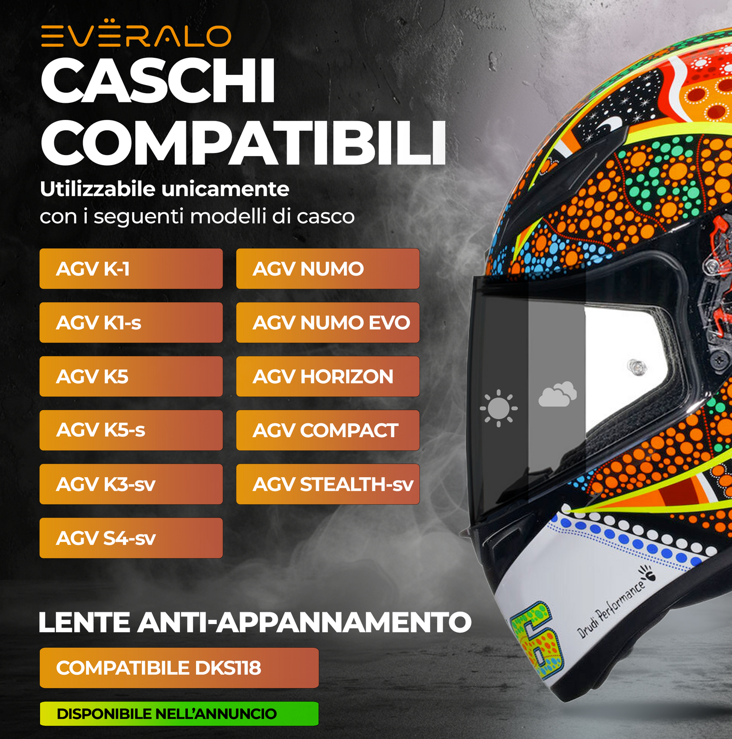 Visiera per Agv K1 - K3sv - K5  - Fotocromatica