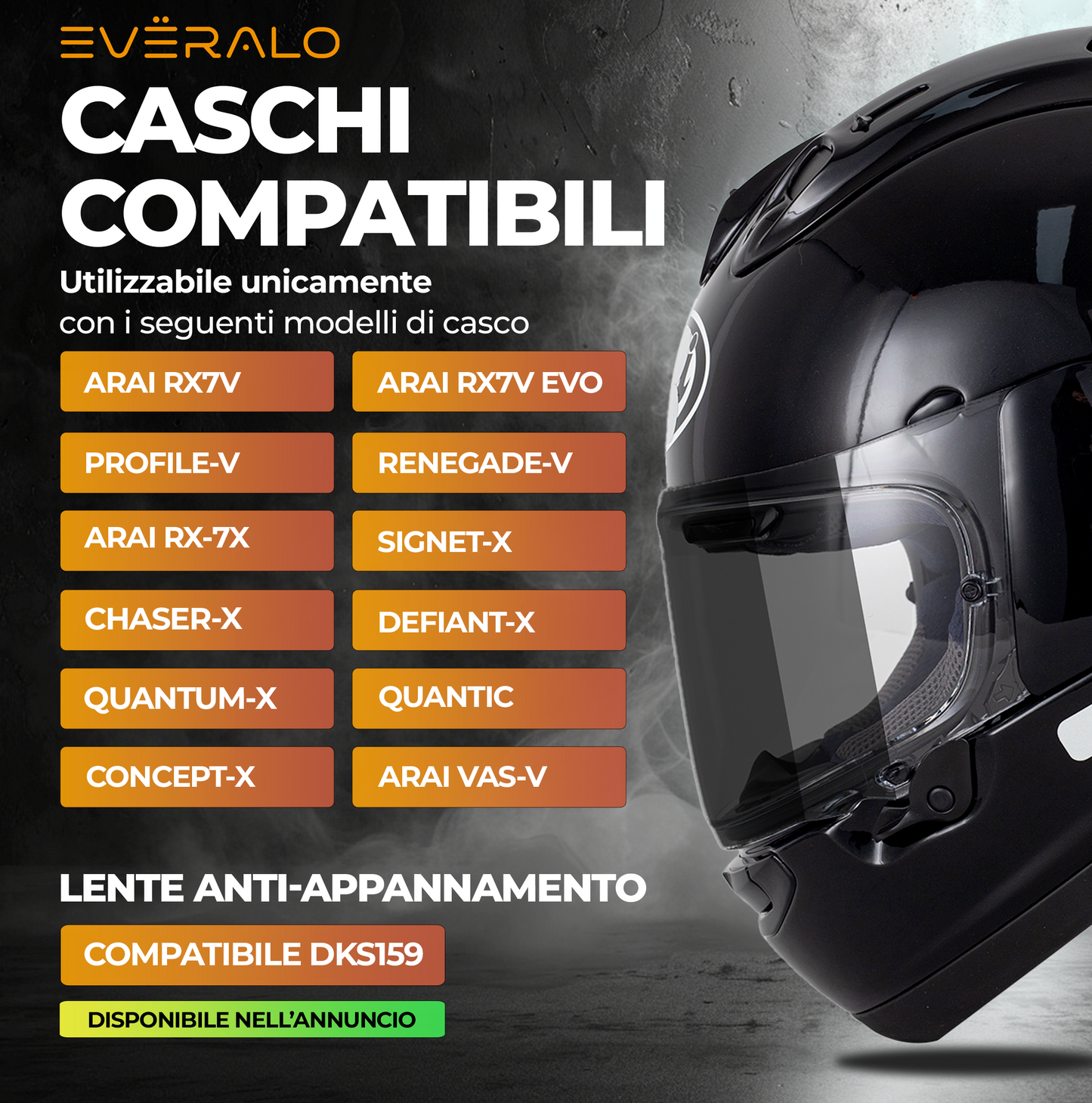 Visiera per Arai Chaser X - Rx7v - Quantic - Quantum - VasV  - Fotocromatica