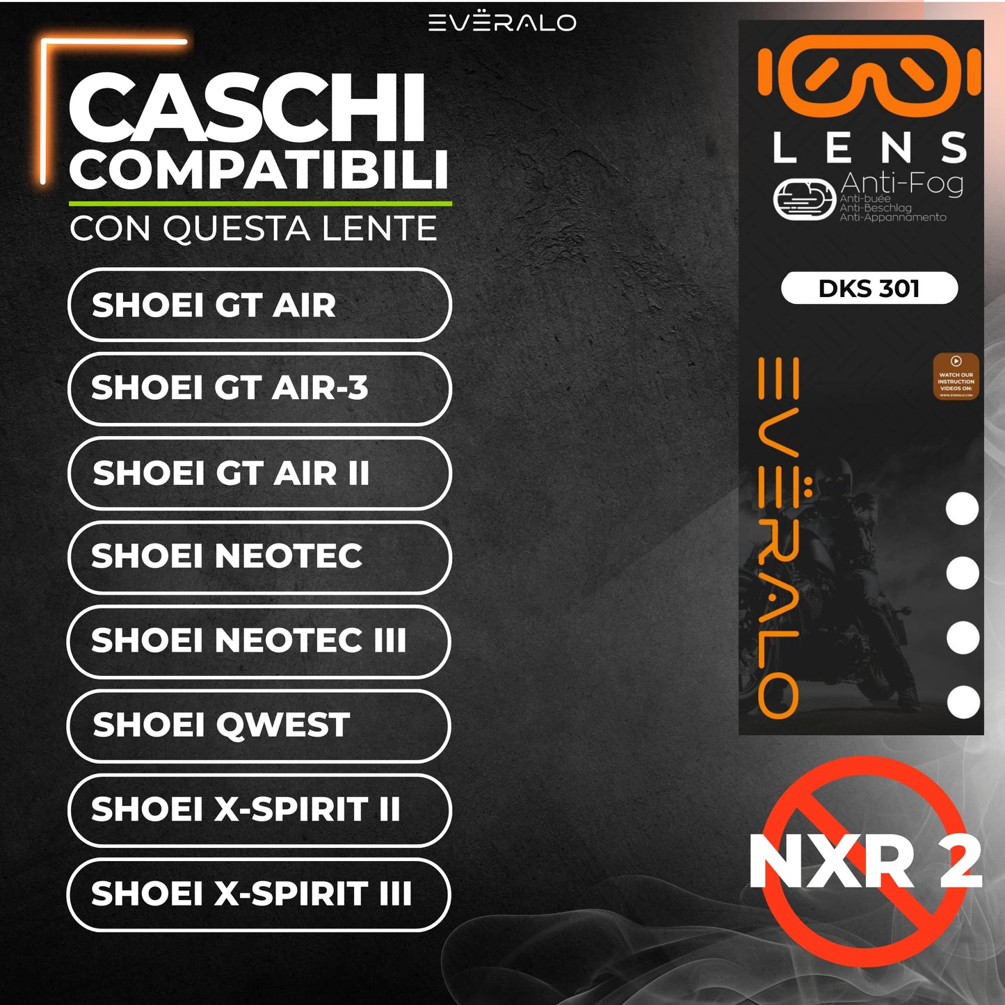 Lente anti-appannamento per Shoei Cw1 - Cns1 - Cns 3 - Cwr1 – specifico per sistema DKS301