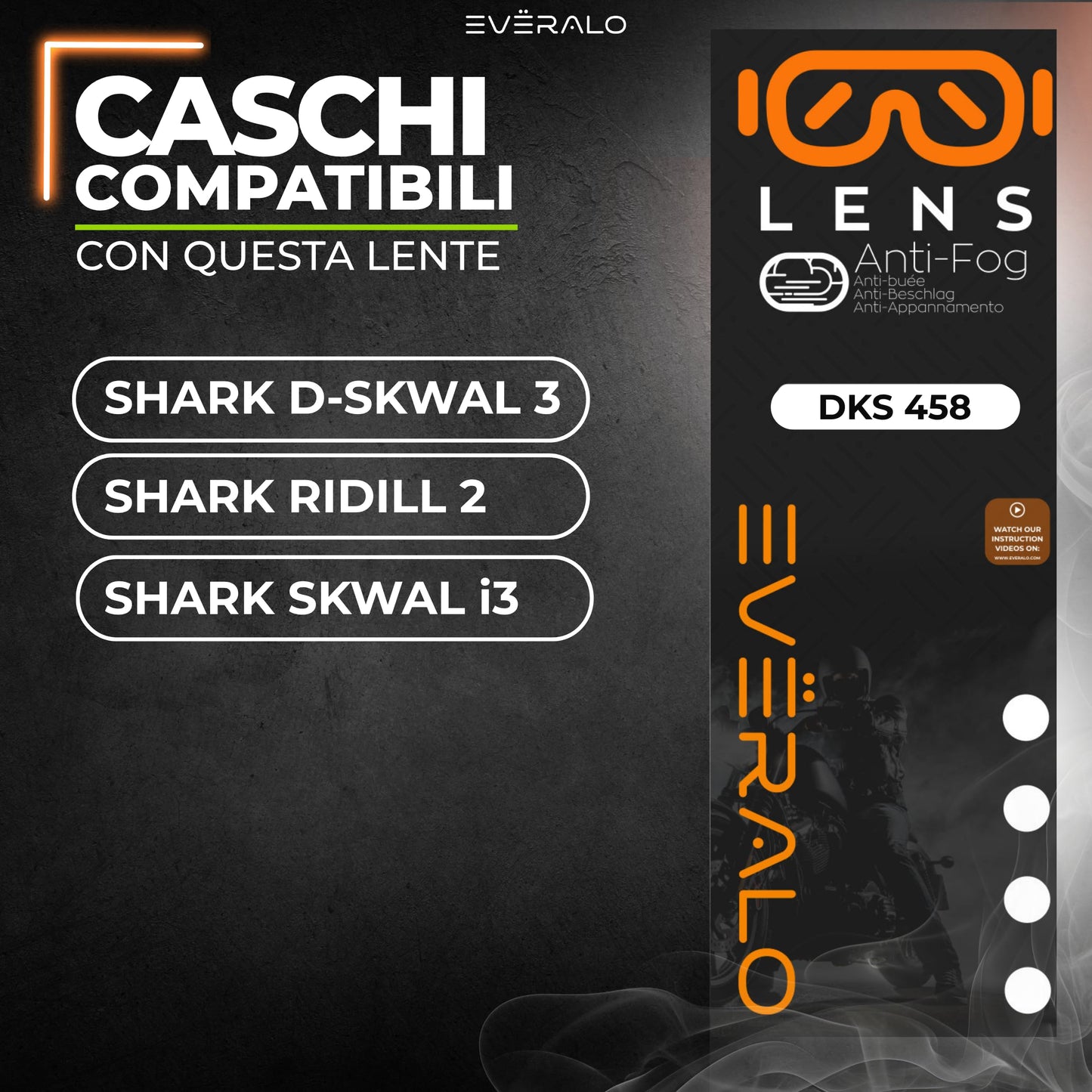 Lente anti-appannamento Shark D skwal 3 - Ridill 2 - Skwal i3 - Skwal Cup – specifico per sistema DKS458