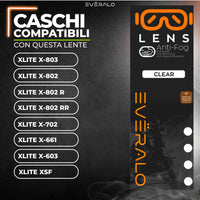 Lente anti-appannamento Xlite X803 - X802 - X802r - X802rr - X702 - X661 - X603